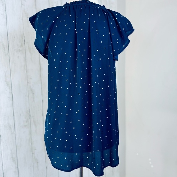 ✨ LOFT | Navy Star Print Blouse – Size Small ✨ - Picture 6 of 12